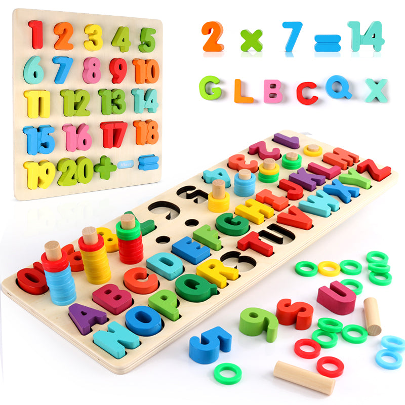 Wooden Number Set Handmade Walnut Wood Numerals & Math Equation Symbols  montessori Movable Numbers and Homeschool Math Wooden Toys 