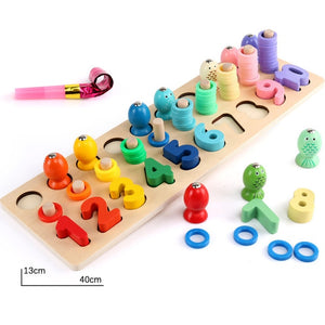 Children Wooden Toys Montessori Materials Learn To Count Numbers Matching Digital Shape Match Early Education Teaching Math Toys